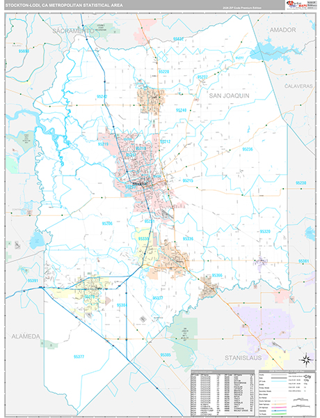 Stockton-Lodi Metro Area Wall Map